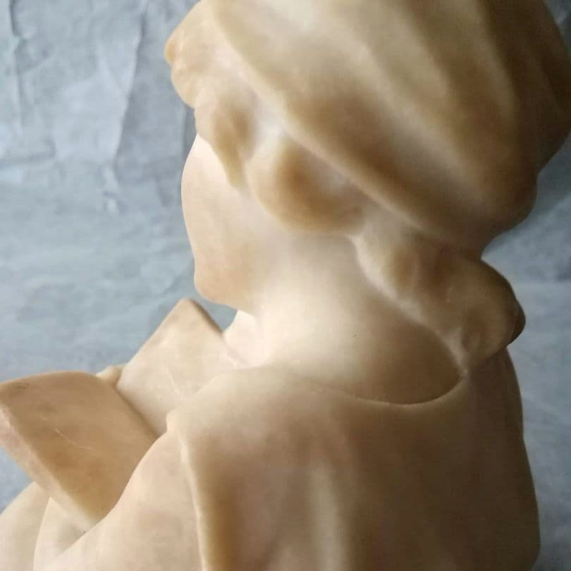 逸品　大理石像　本を読む少年少女像　フランス　1800年代後半　アンティーク