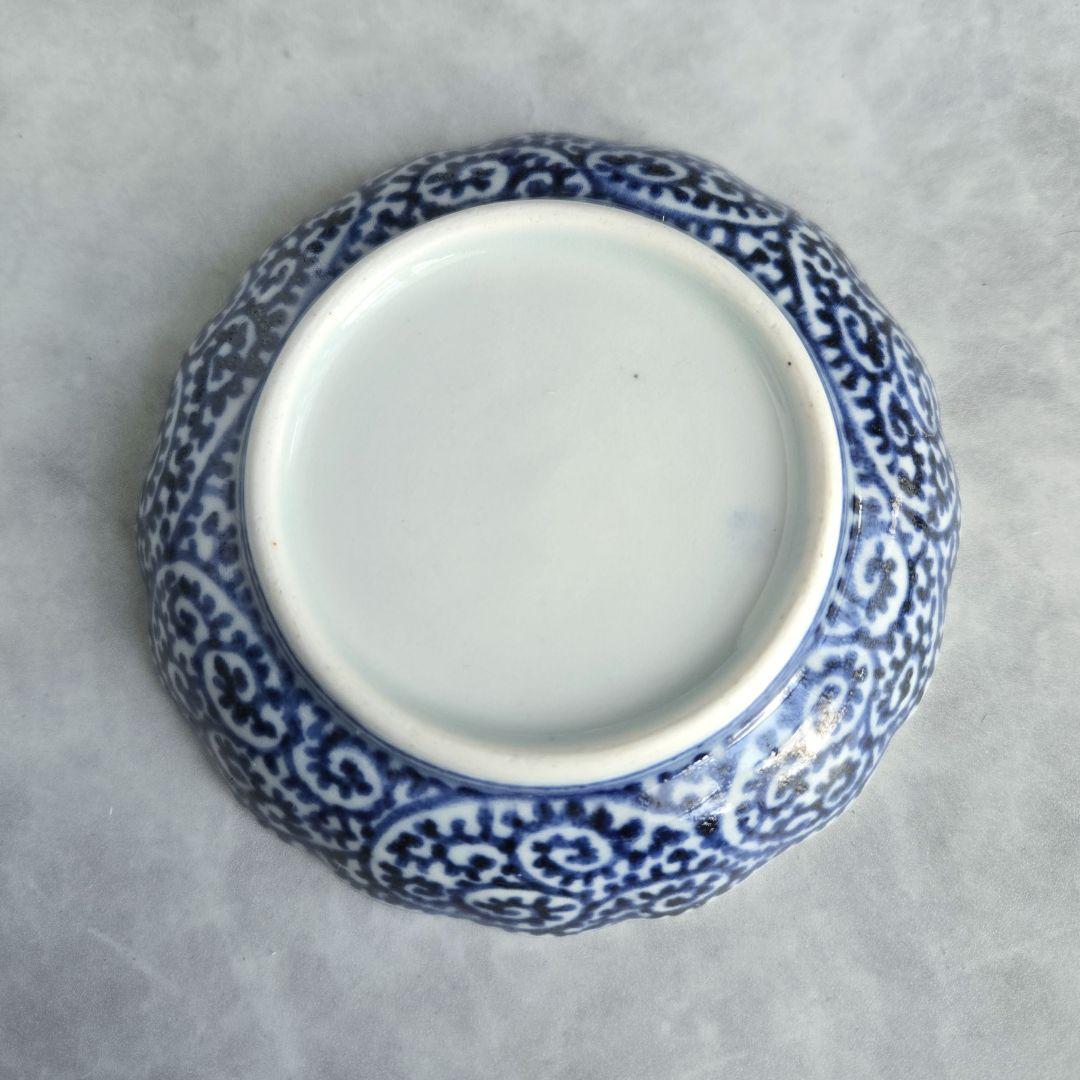 古伊万里　染付　蛸唐草　小皿　豆皿　江戸時代　骨董　金継ぎ　アンティーク