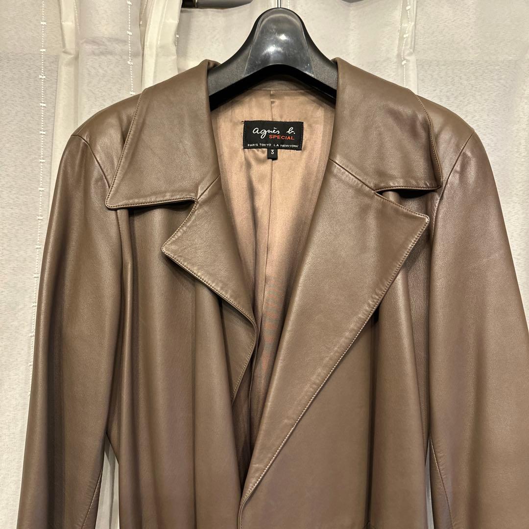 値下げしました！アニエス・ベー　ブラウン レザー トレンチコート