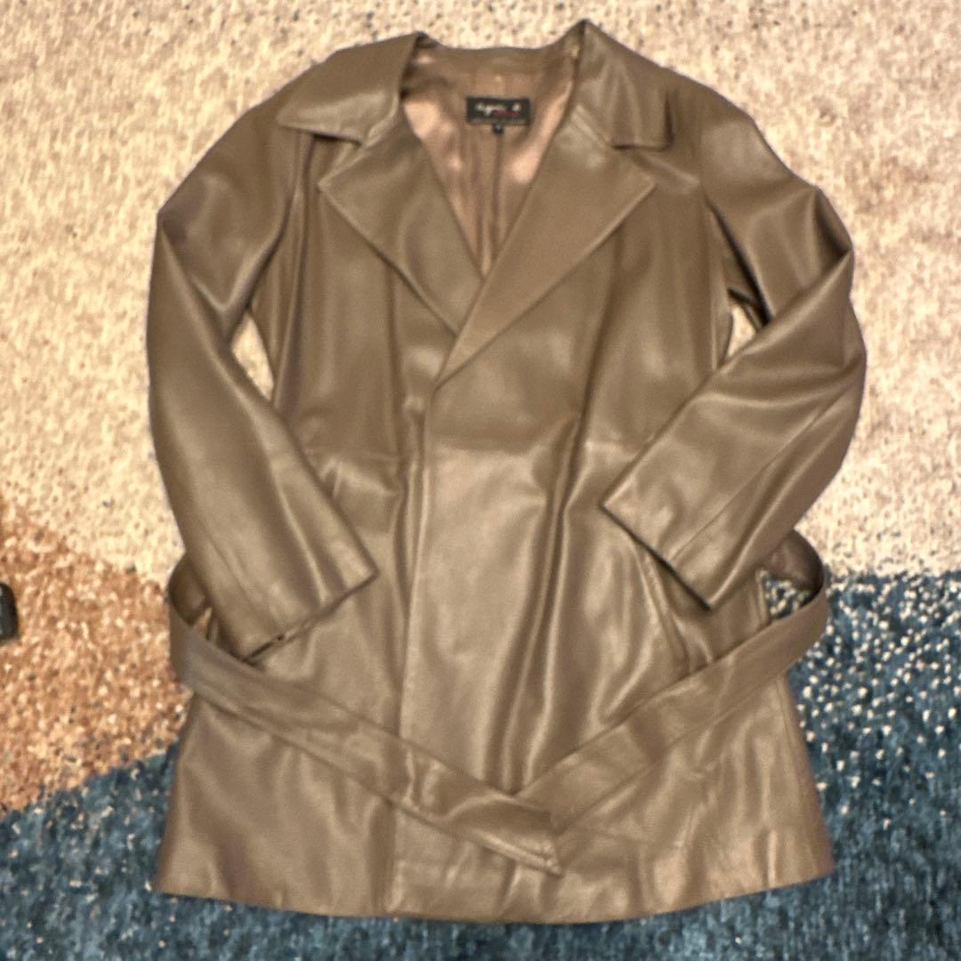 値下げしました！アニエス・ベー　ブラウン レザー トレンチコート