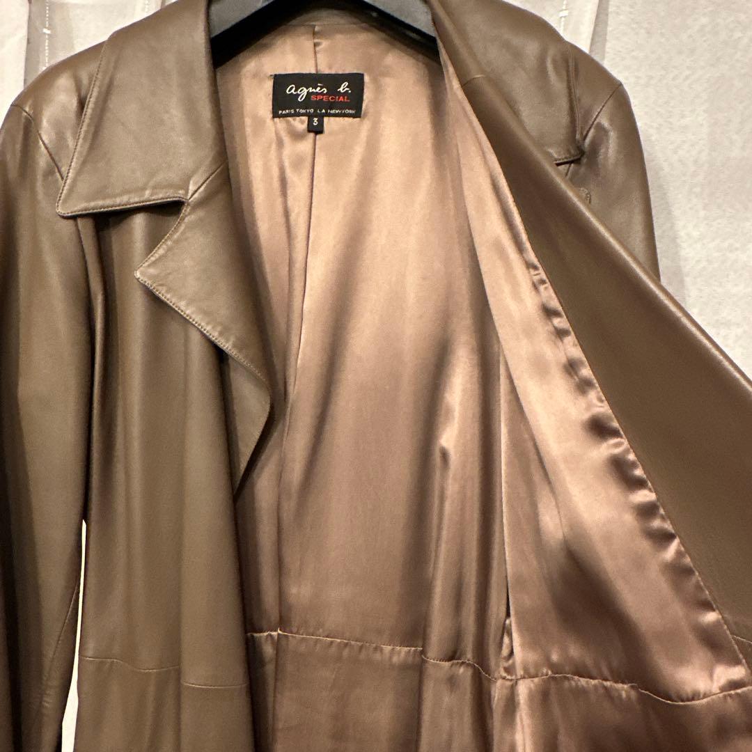 値下げしました！アニエス・ベー　ブラウン レザー トレンチコート