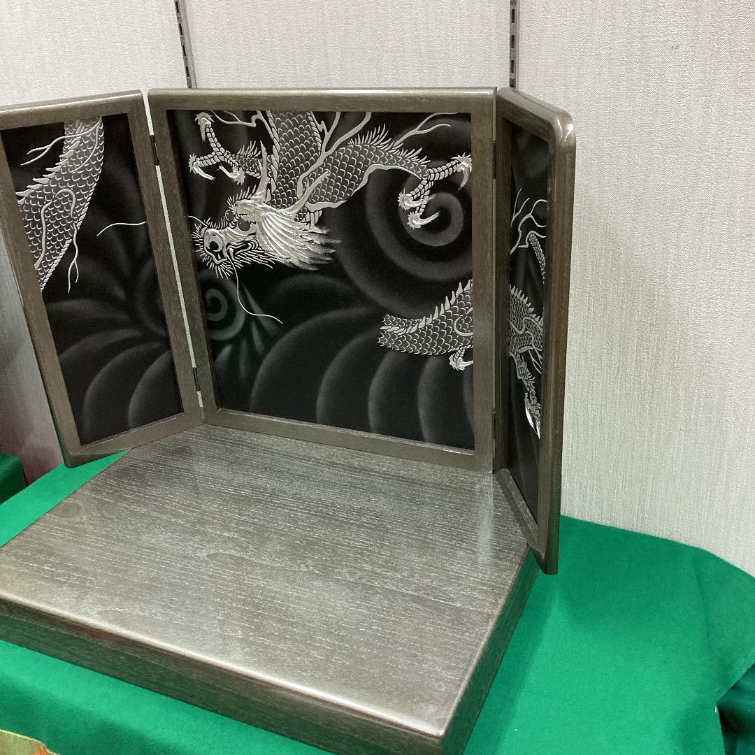 E2 高級桐　銀塗り台巾60㎝位　五月人形台屏風　5月兜台　5月屏風　鎧兜飾り