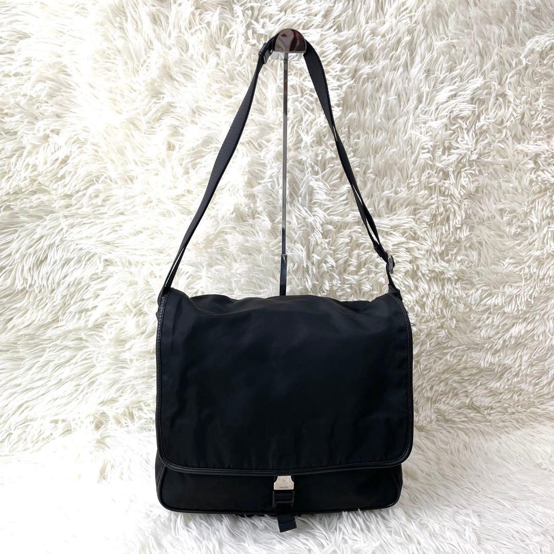 asumi　プラダ ショルダー 三角ロゴ レザー ナイロン A4収納 黒