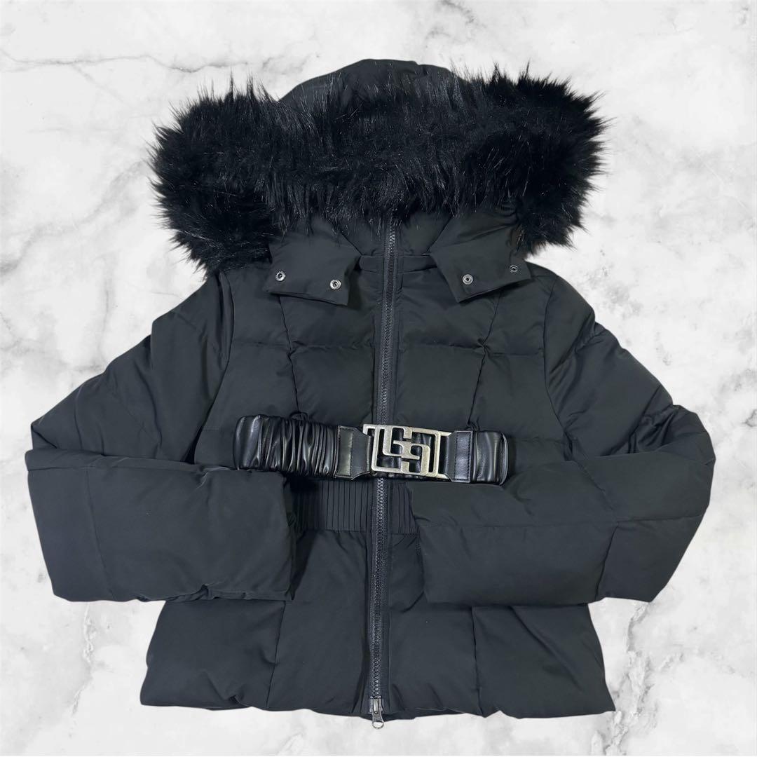 完売品大人気GYDA ショートファー付き黒 ダウンジャケットベルト付き 中綿gg