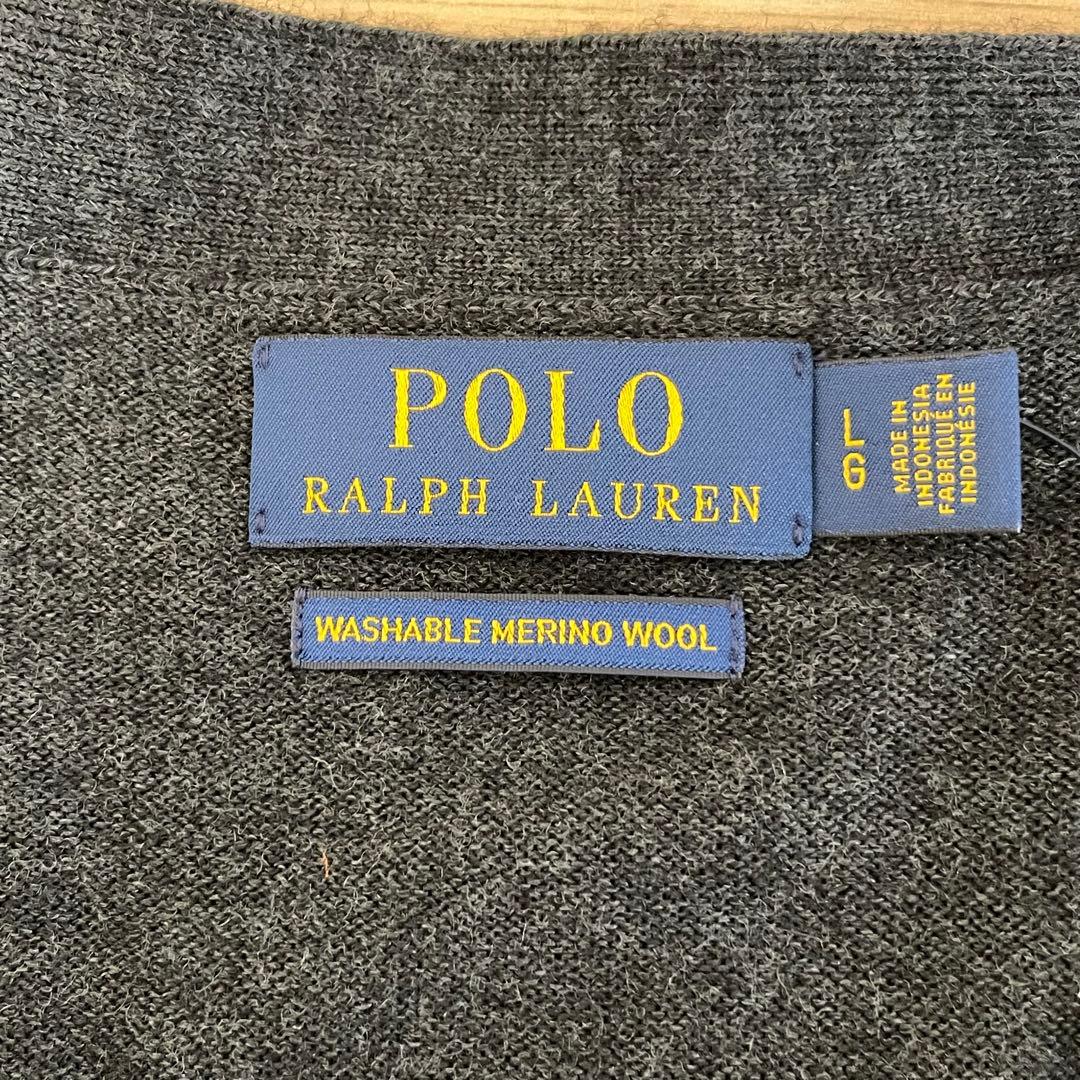 新品タグ付き　ポロラルフローレン　Vネックカーディガン　ウール100% Lサイズ