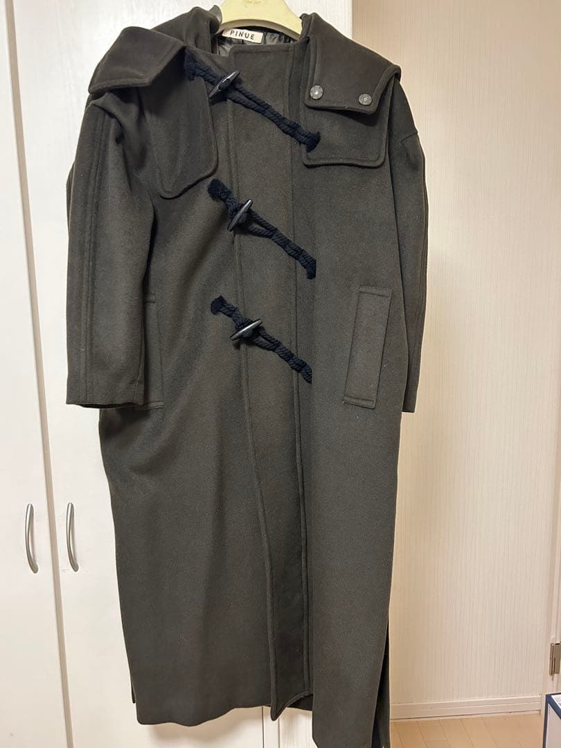 ダークブラウン ダッフルコート フード付き