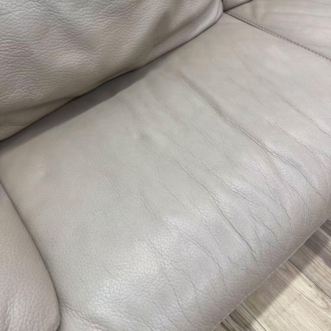 IDC家具　三人掛け本革ソファー　ベージュ