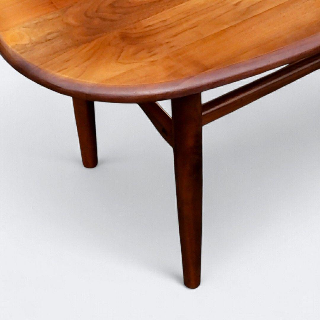 北欧 無垢 オーバル センターテーブル 棚付 コーヒーテーブル