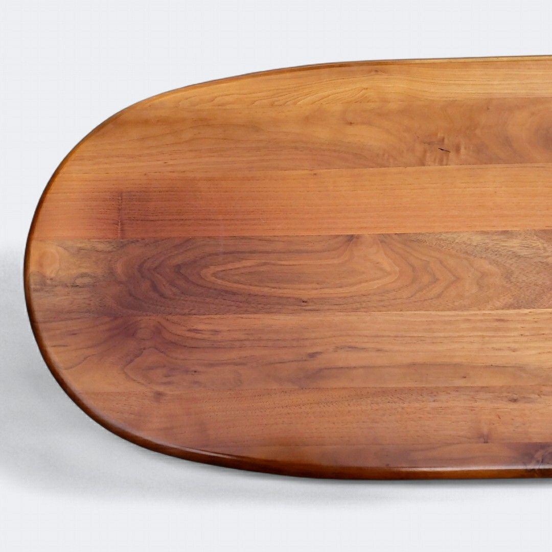 北欧 無垢 オーバル センターテーブル 棚付 コーヒーテーブル