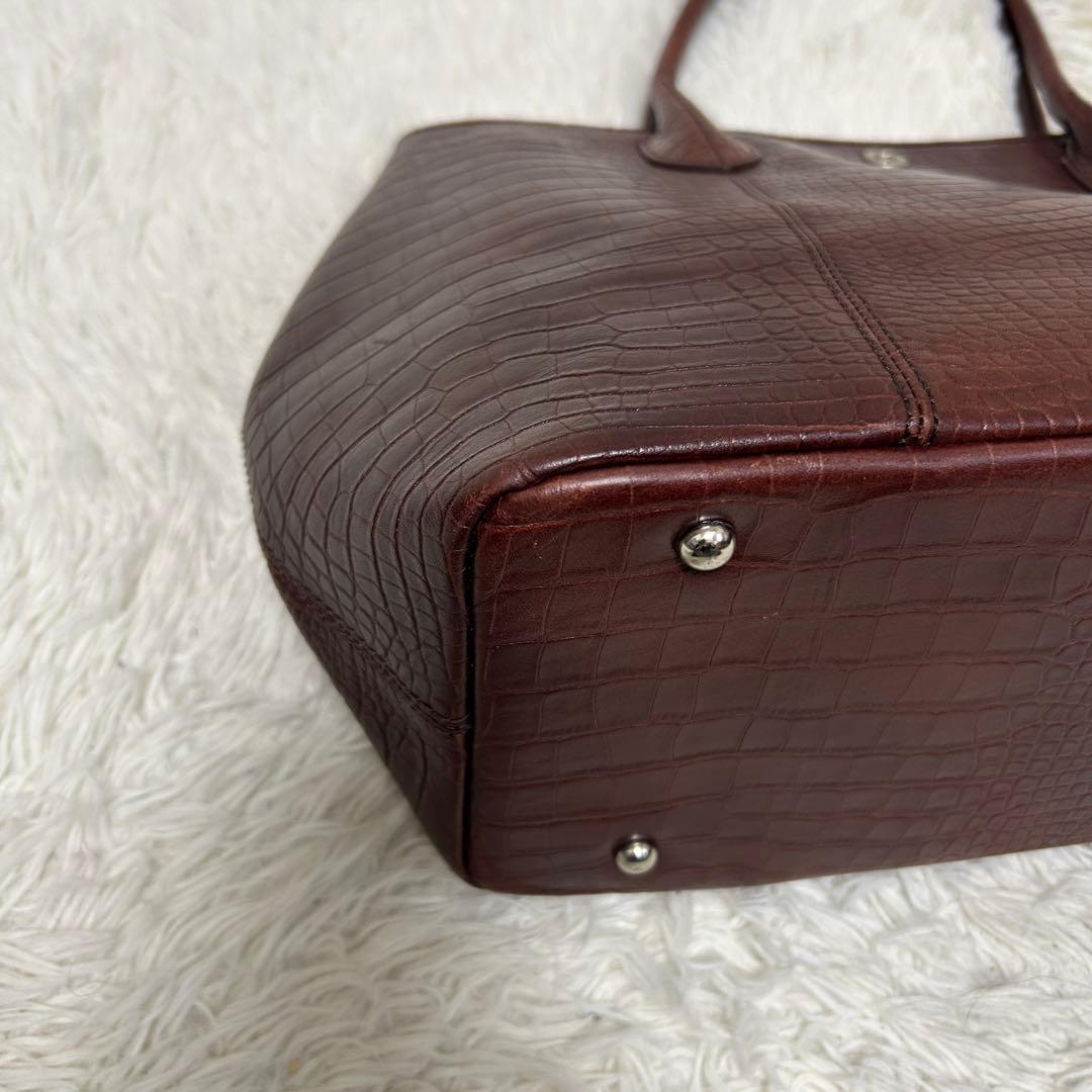 ユナイテッドアローズ　トートバッグ　クロコ型押し　ブラウン