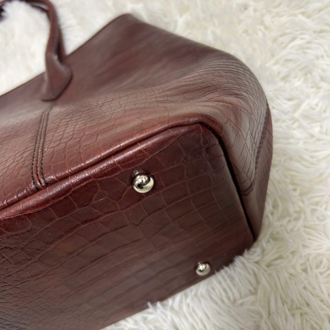 ユナイテッドアローズ　トートバッグ　クロコ型押し　ブラウン