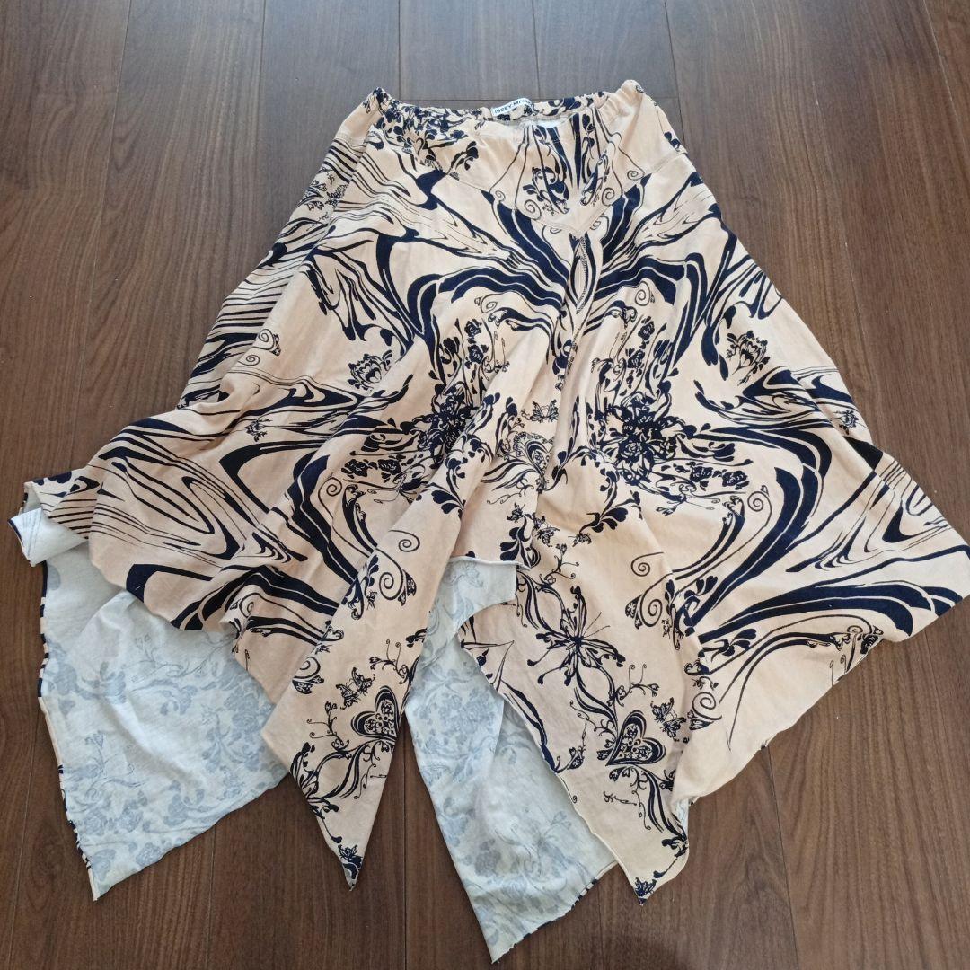 イッセイミヤケ コットン フラワープリント 変形 スカート