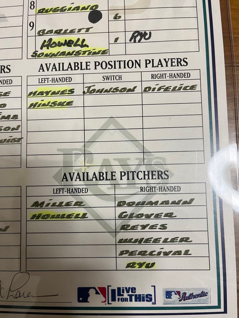 イチロー　城島　岩村　実使用　ラインナップカード