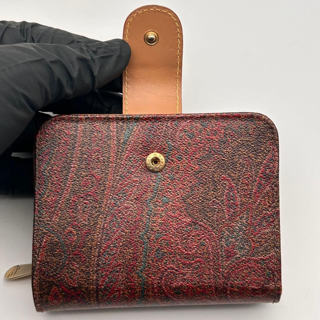 ✨美品✨ ETRO エトロ 二つ折り財布 レザー ラウンドファスナーペイズリー柄