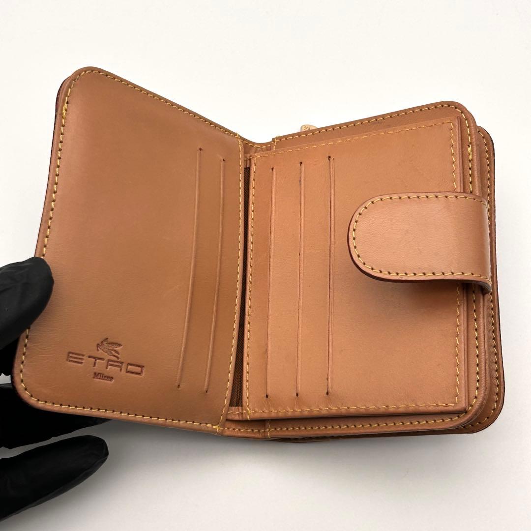 ✨美品✨ ETRO エトロ 二つ折り財布 レザー ラウンドファスナーペイズリー柄