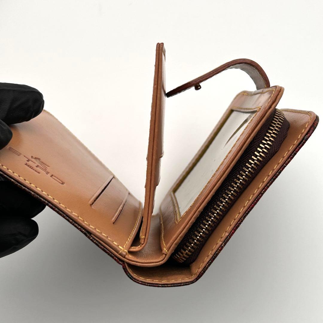 ✨美品✨ ETRO エトロ 二つ折り財布 レザー ラウンドファスナーペイズリー柄