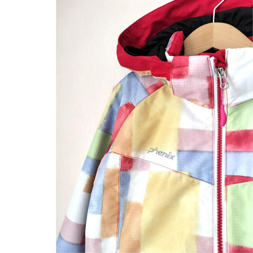 美品Phenix スキーウェア 女の子140 130 パステルチェック×紺 上下