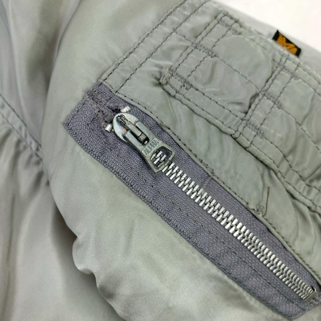 希少カラー★ 90s USA製 ALPHA MA-1 シルバー L　D925