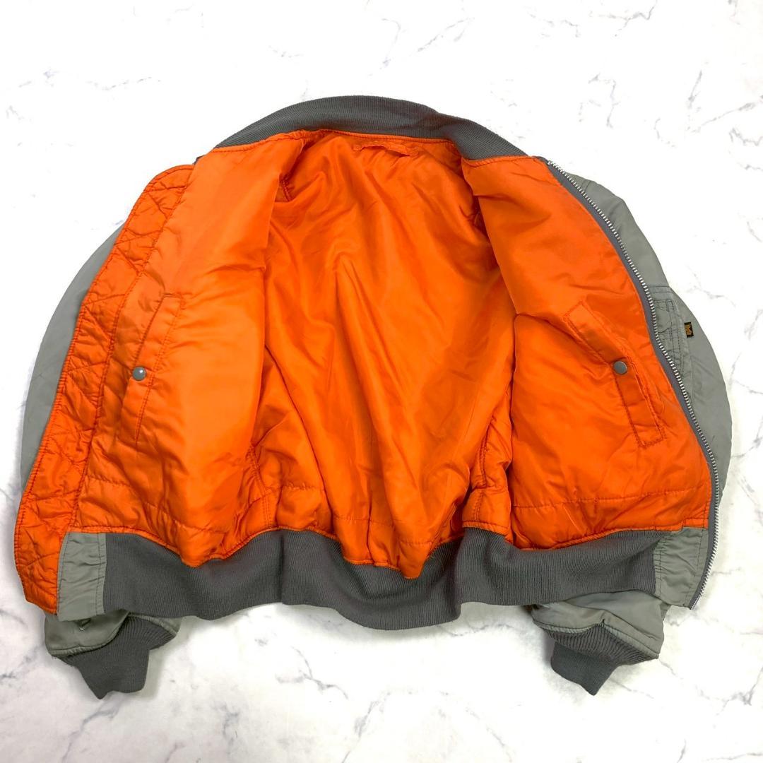 希少カラー★ 90s USA製 ALPHA MA-1 シルバー L　D925