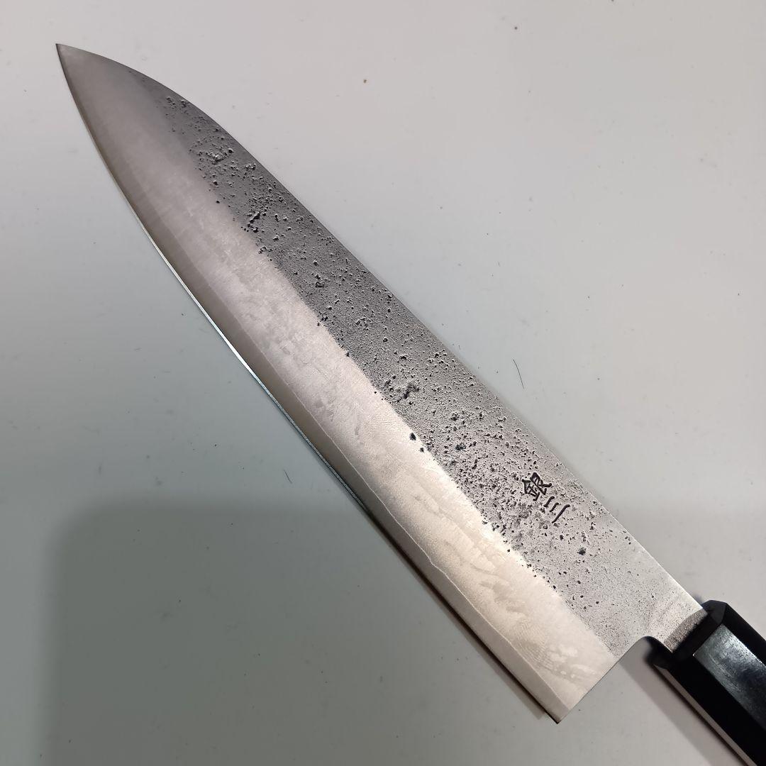 銀三 本鍛造 なしじ 和牛刀 包丁 21cm 牛刀 金巻黒檀八角柄