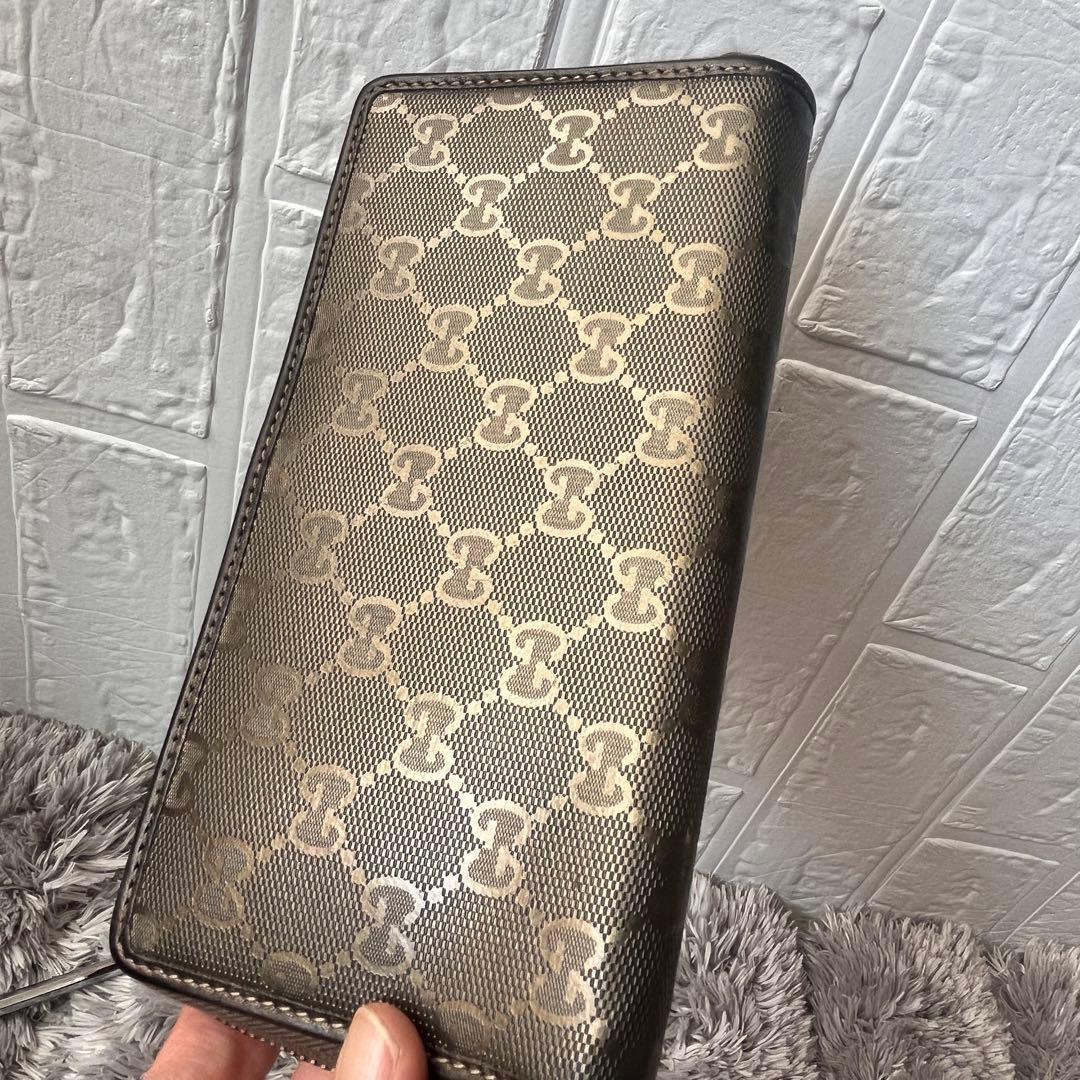極美品✨グッチ GGメタリック　インプリメ　長財布　ラウンド　インターロッキング