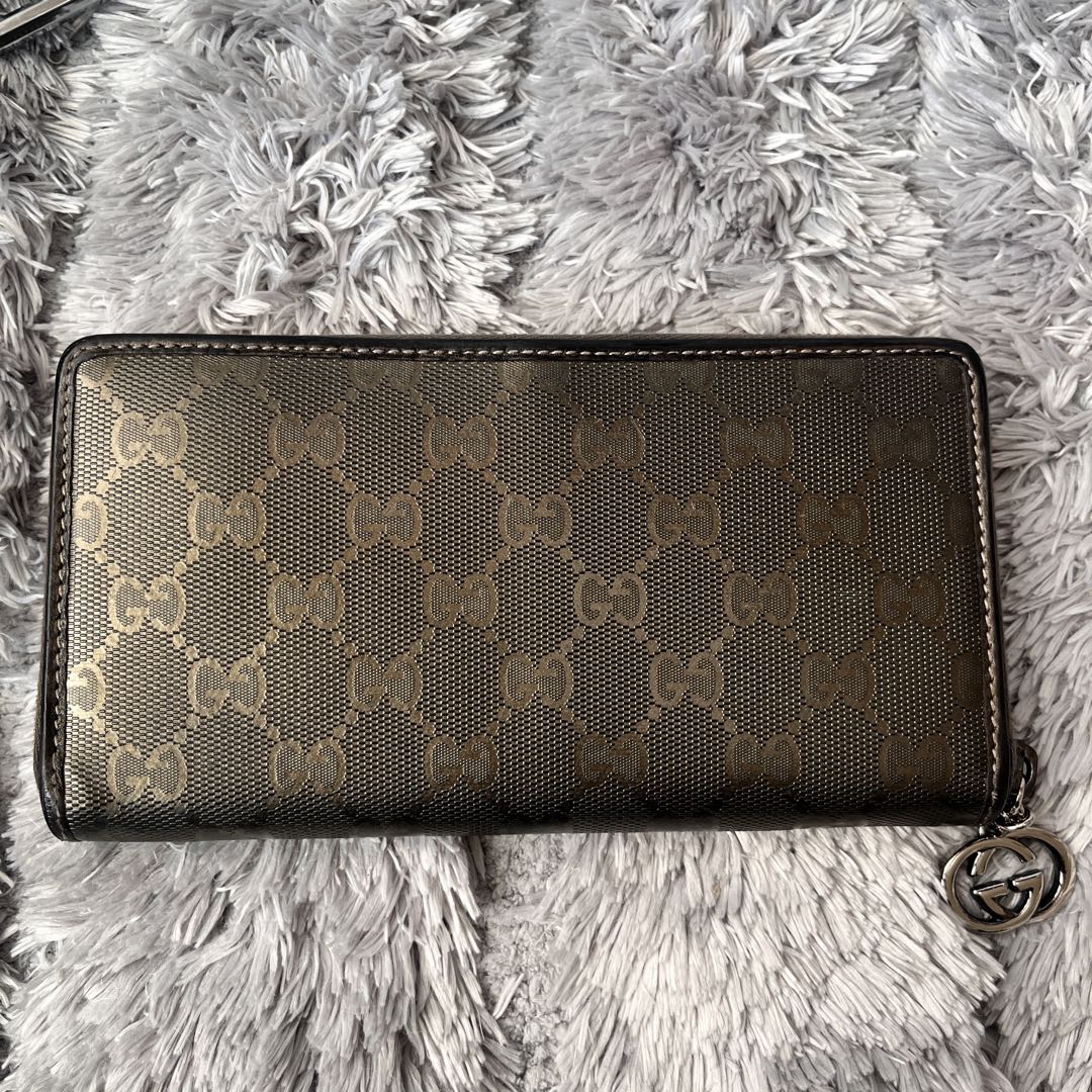 極美品✨グッチ GGメタリック　インプリメ　長財布　ラウンド　インターロッキング
