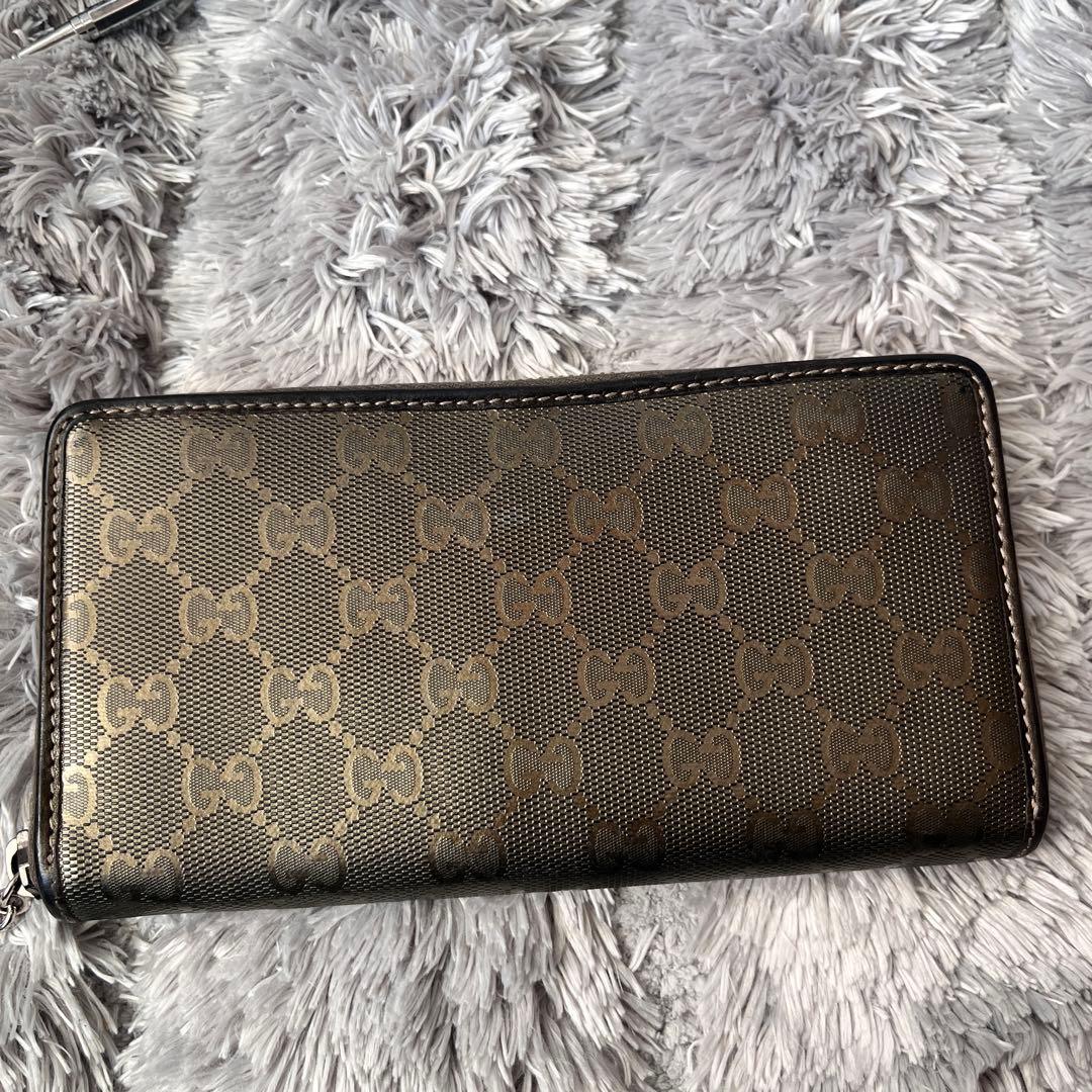 極美品✨グッチ GGメタリック　インプリメ　長財布　ラウンド　インターロッキング