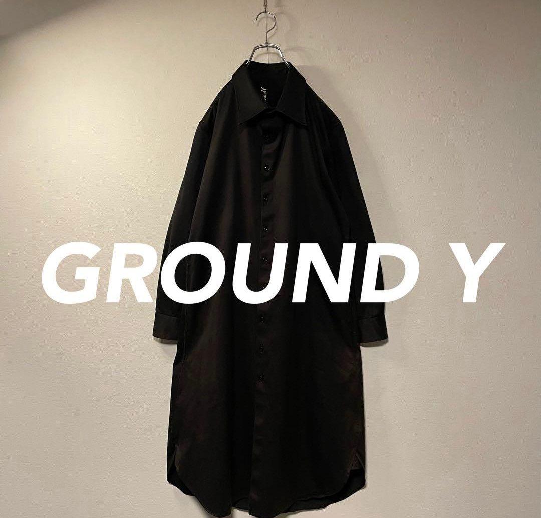 Ground Y ブラック ステンカラーコート メンズ Yohji