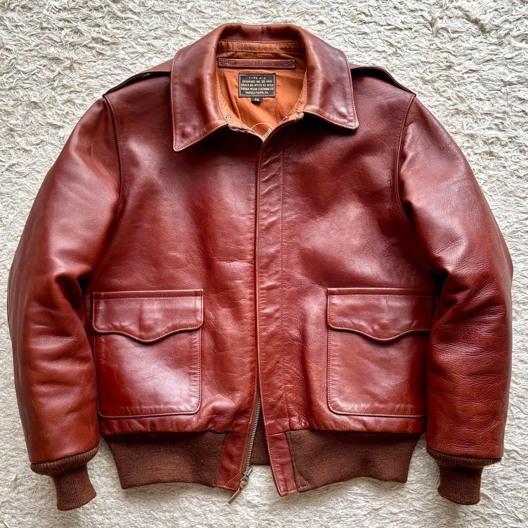 旧リアルマッコイズ A-2 フライトジャケット 実名復刻 ラセットブラウン 36