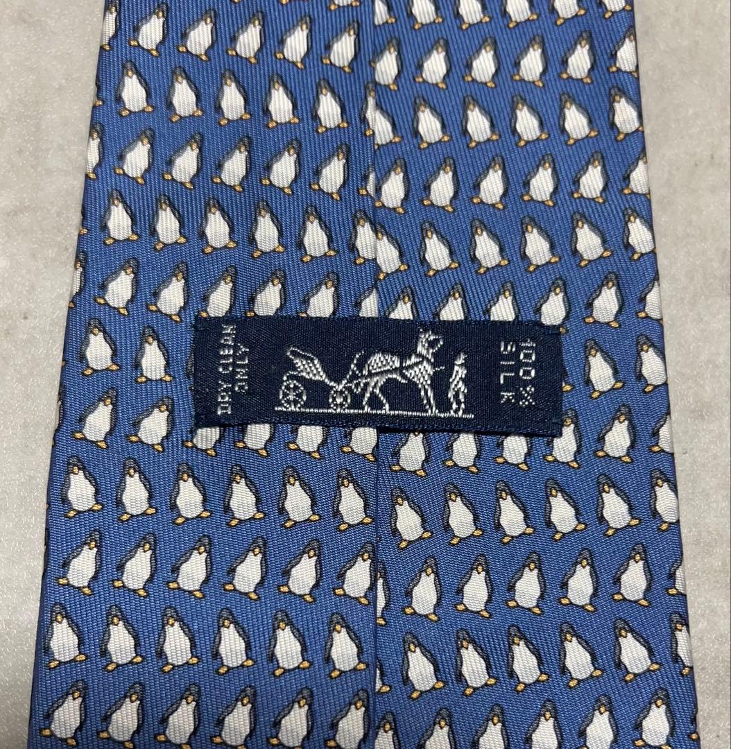 極美品 HERMES ネクタイ 総柄 ペンギン