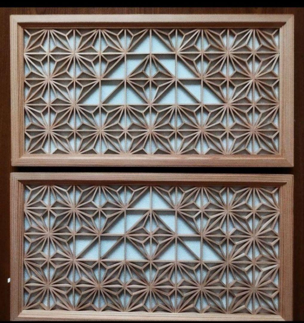 39 ❣️特価❣️麻の葉組子　アクリル板入り　2枚一組