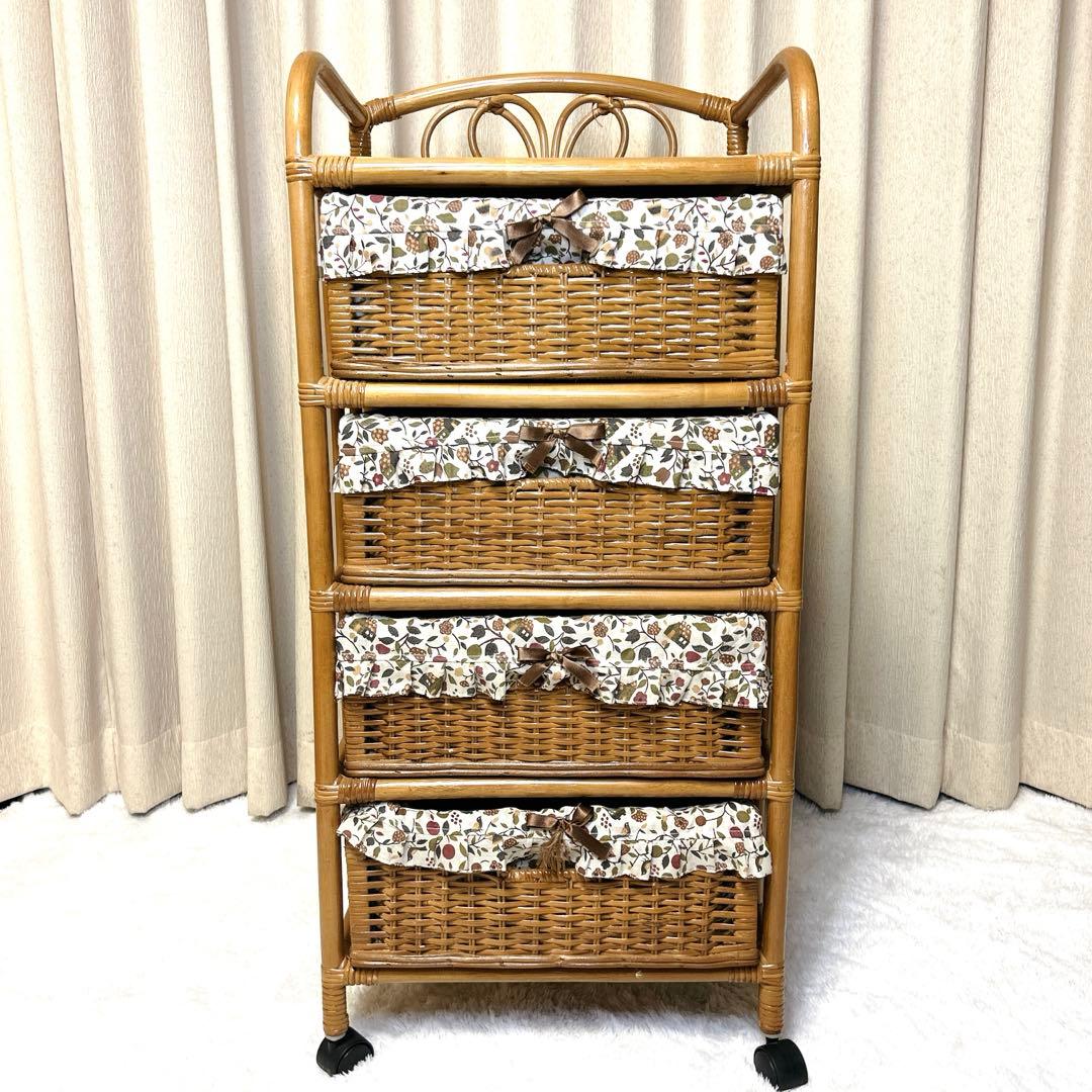 レトロ✨KOIZUMI ラタン チェスト 4段 キャスター 昭和 カントリー