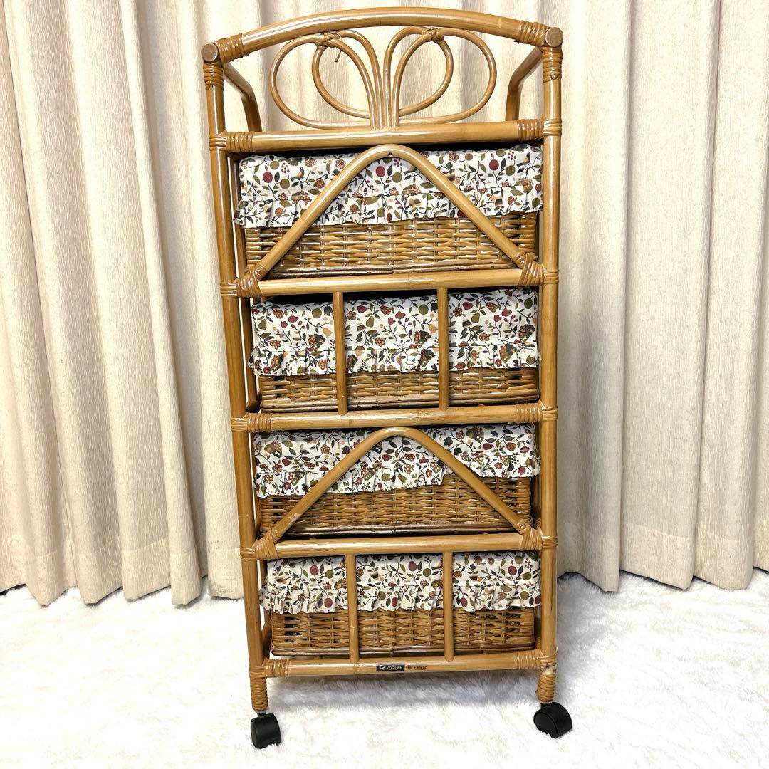 レトロ✨KOIZUMI ラタン チェスト 4段 キャスター 昭和 カントリー