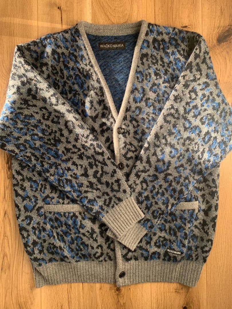 ワコマリア　レオパードモヘア カーディガン　グレー　M 美品