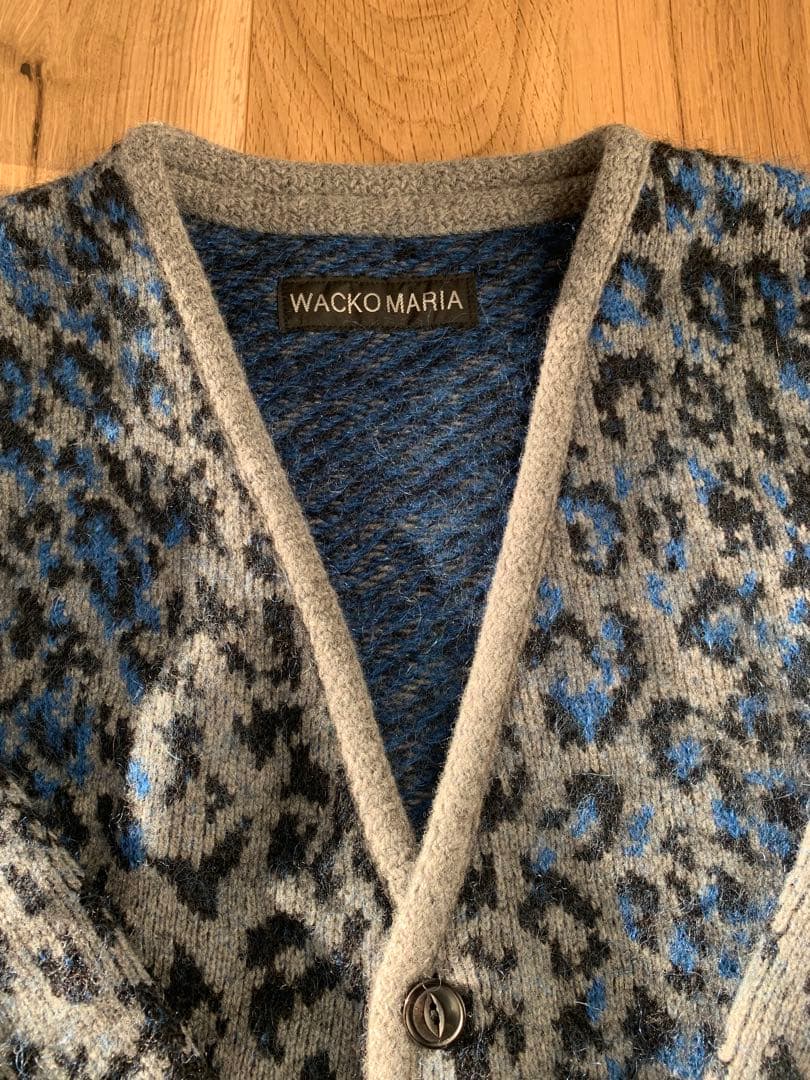 ワコマリア　レオパードモヘア カーディガン　グレー　M 美品