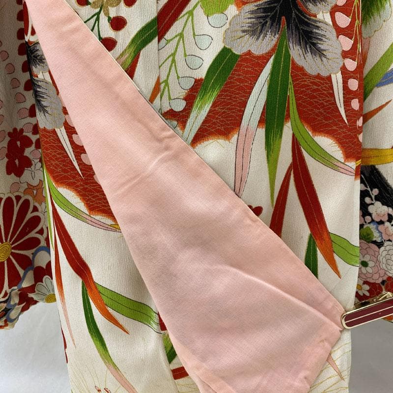 504ag34帯締め帯揚げしごき◎七五三 セミアンティーク 総柄 着物&袋帯◎