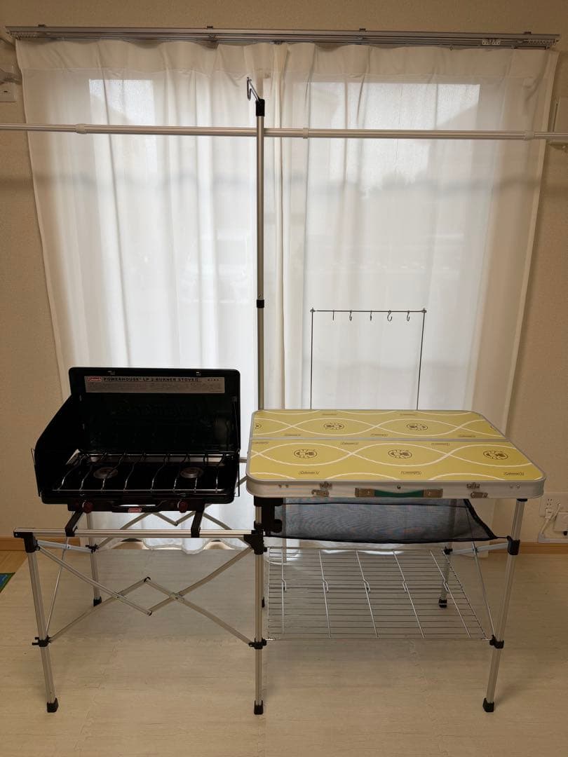 【Yu-】Coleman ツーバーナー ＆ キッチンテーブル　計2点セット
