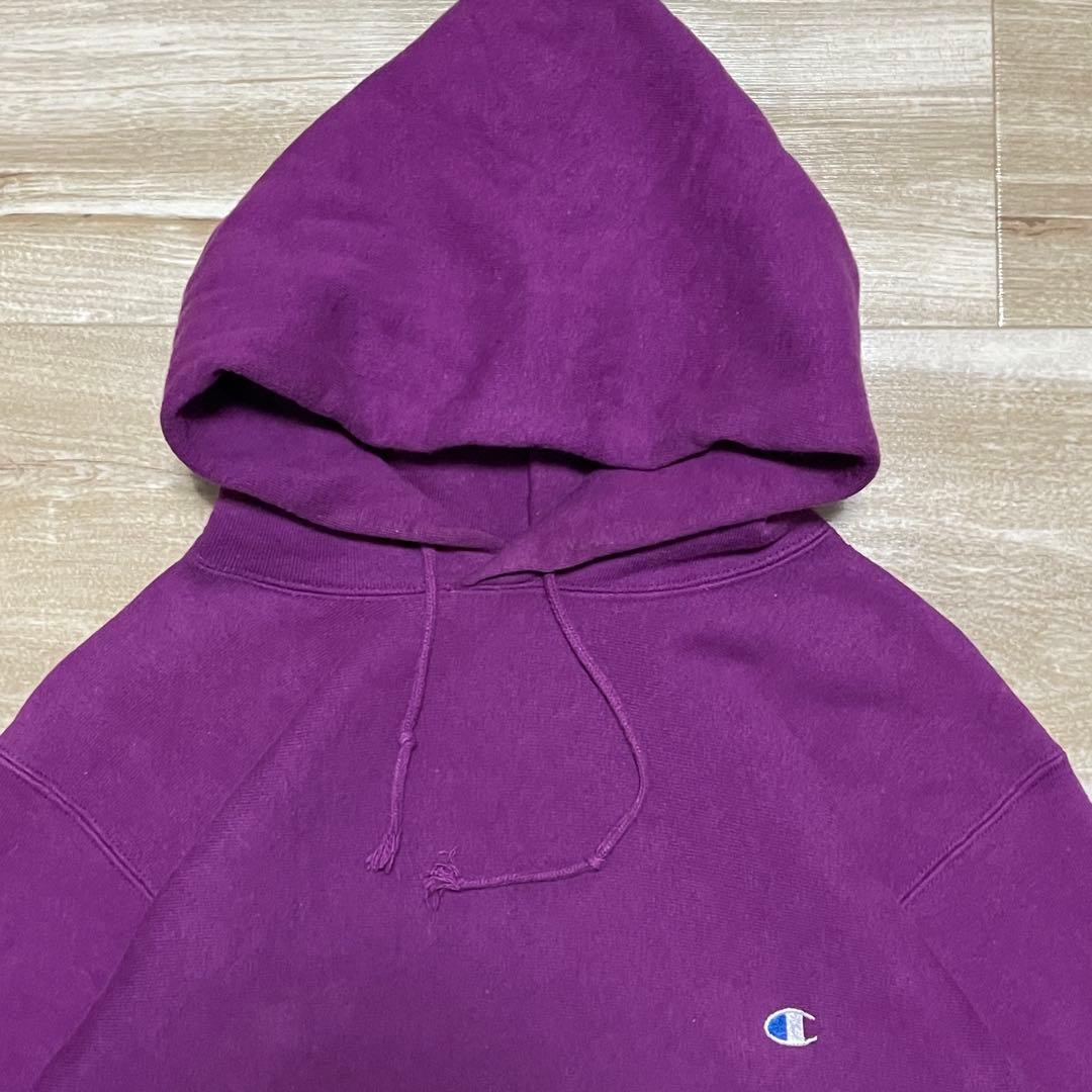 [M] 90s Champion リバースウィーブ パーカ パープル USA製