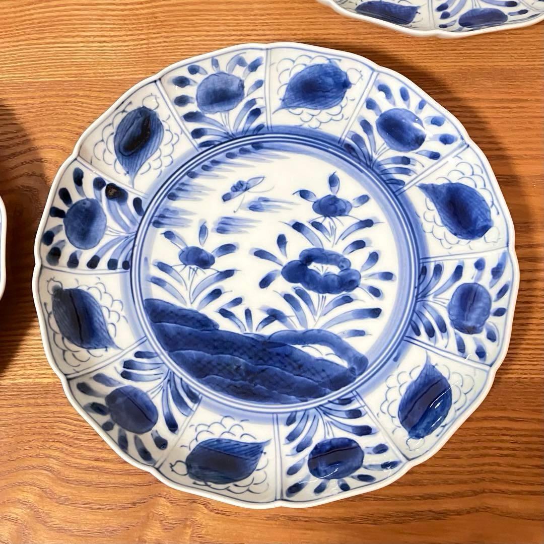 有田焼　染付　芙蓉手　輪花皿　大皿　よざん窯　与山窯