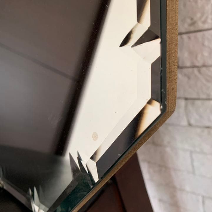 アンティーク 鏡　ミラー　オールドアンティーク　8角