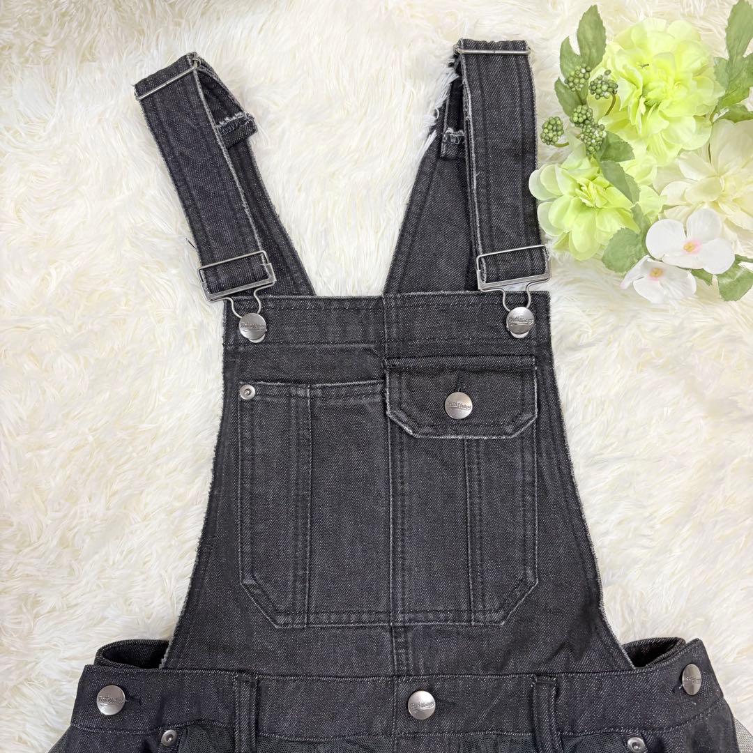 美品✨ラベルエチュード❤️ボリュームチュール×オーガンジーデニムサロペットF 黒