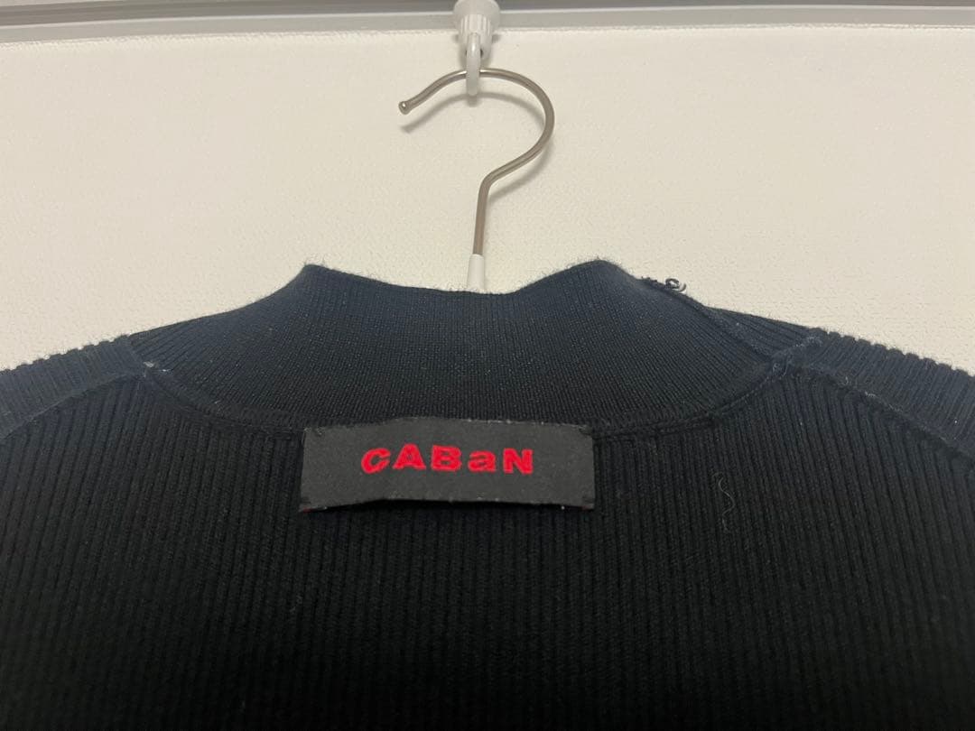 キャバン　コットンカシミヤリブ モックネックプルオーバー　ブラック