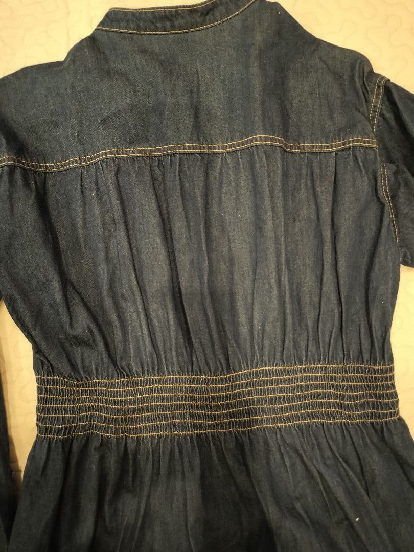 SHIPS any　シャーリング デニム ポケット ワンピース