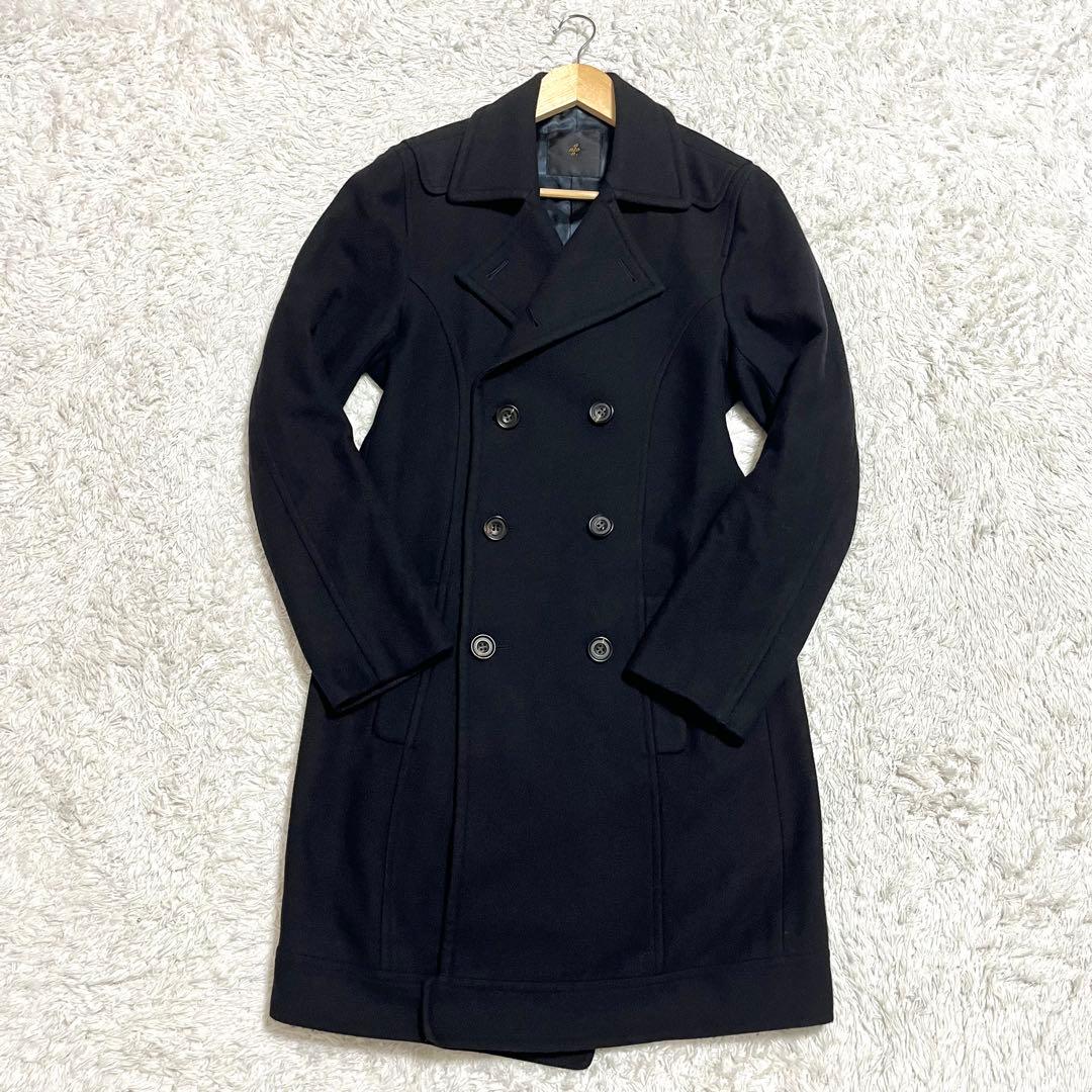 ✨希少✨ato アトウ チェスターコート ダブルボタン カシミヤ 46 M 黒