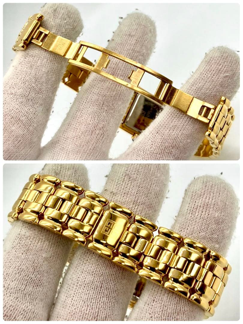 【稼動】 ジバンシー 腕時計 クォーツ QZ ゴールド文字盤 希少ベゼル