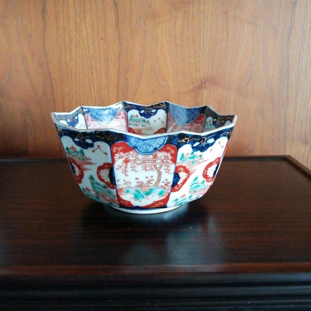 古伊万里　色絵金彩十角鉢　20cm　江戸時代文化文政期