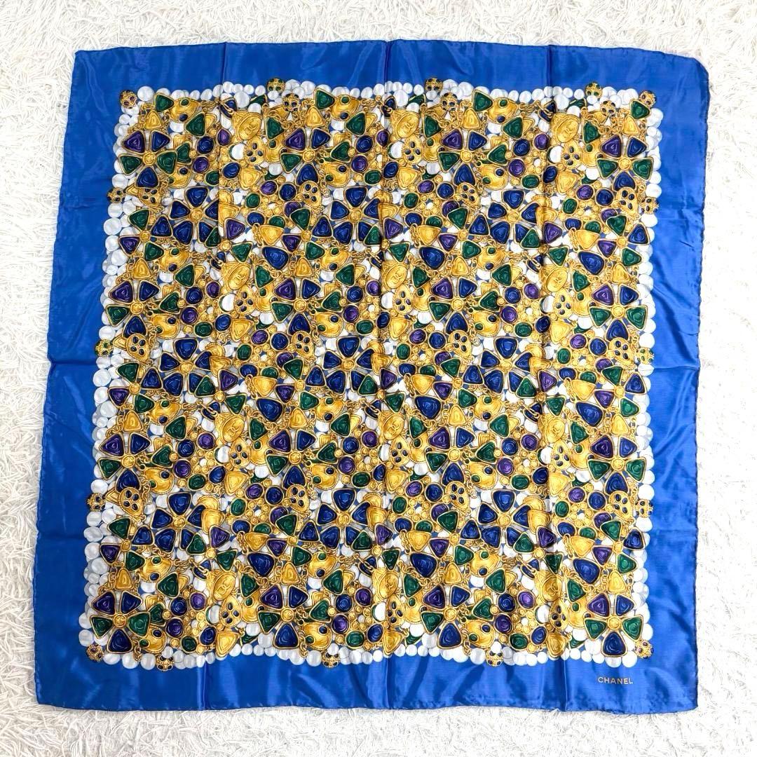 17080✨CHANEL 宝石柄 グリポワ スカーフ シルク100% ジュエリー