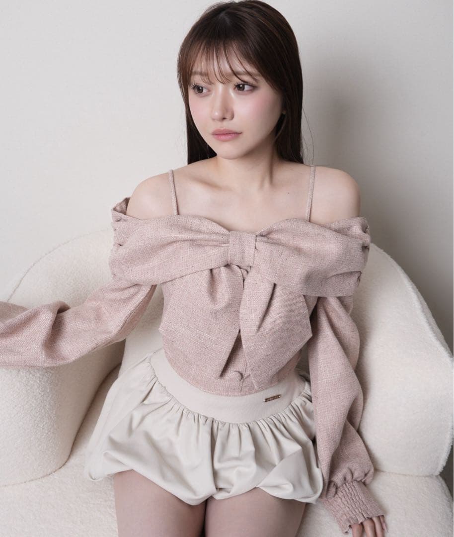 LIPSERVICE リボンオフショルロングスリーブトップス