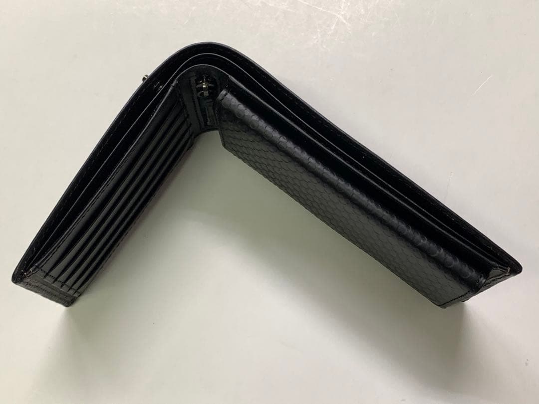 特価ジャムホームメイド黒レザー折り財布 エンボス加工ミッキーマウス