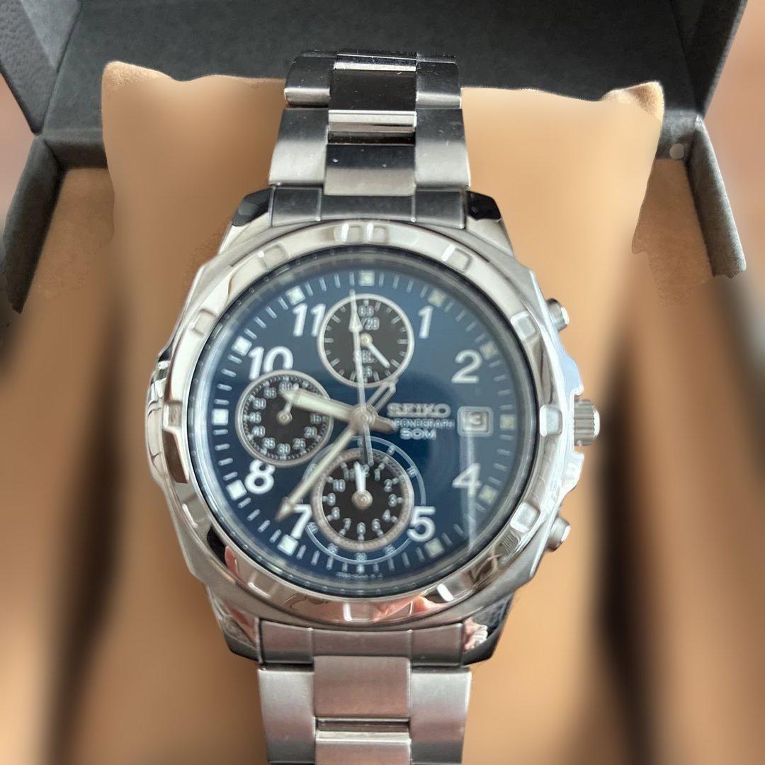 SEIKO SND193P1 クロノグラフ ブルー　青　逆輸入品